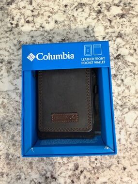 Columbia Brown Leather Front Pocket Wallet